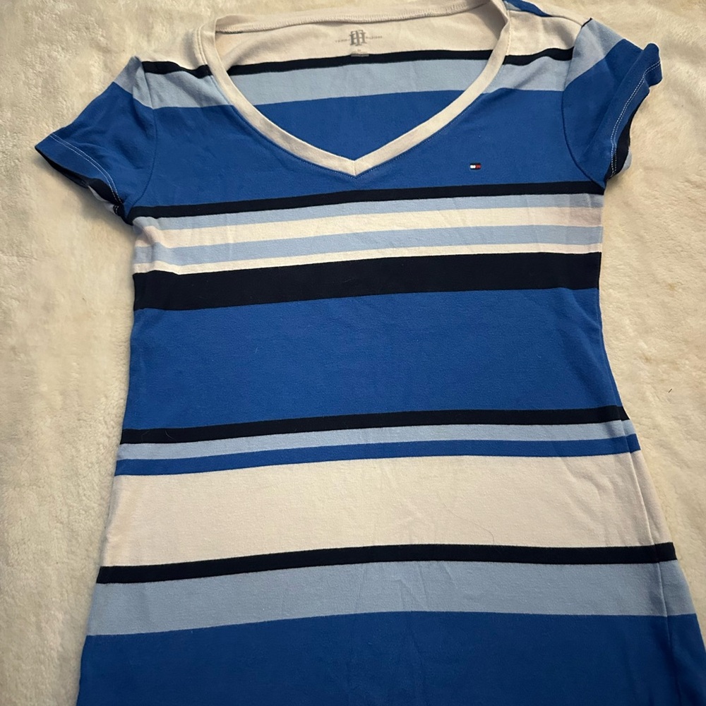 Tommy Hilfiger Blue Striped Short Sleeve Tee
